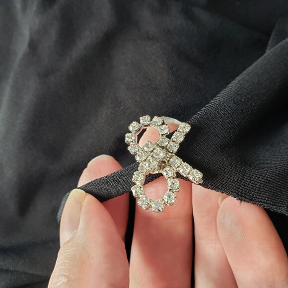 Mach & Mach Viscose Black Slip Dress Mini Crystal Bow Straps 90s Wedding Guest - Picture 7 of 8